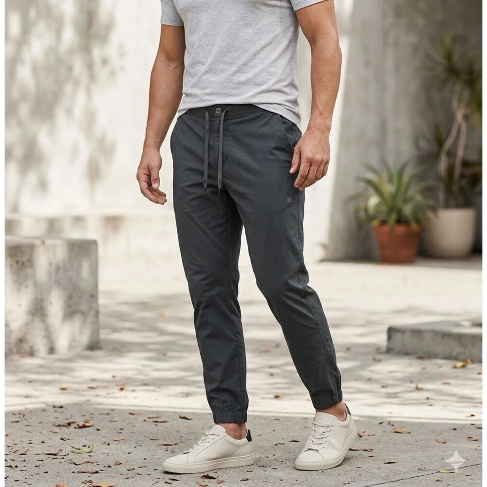 Mack Weldon Pants Mens Sz XL Drawstring Jogger Daily Wear Cotton Greyish Comfy